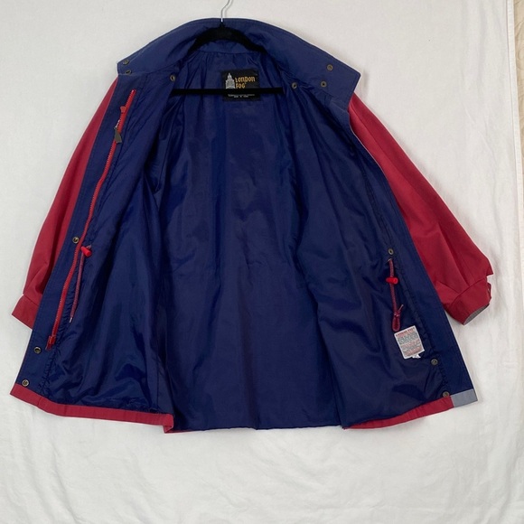 London Fog Hooded Jacket Red and Blue Utility Jacket Size 8 Reg Vintage - Picture 5 of 13